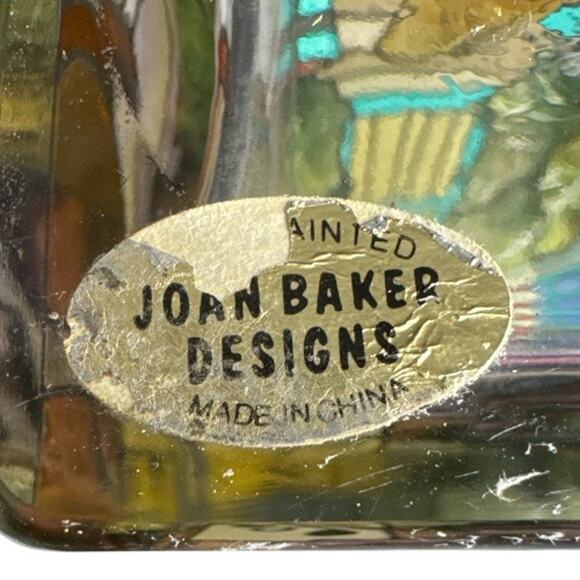 Vintage Joan Baker Stained Glass French Cafe 10”Rectangular Vase - Picture 9 of 10